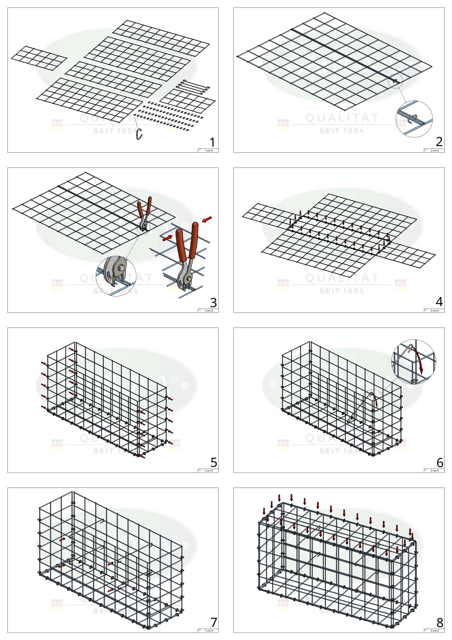 Gabião 100 cm x 30 cm x 50 cm (C x A x P), malhagem 10 cm x 10 cm, anel C