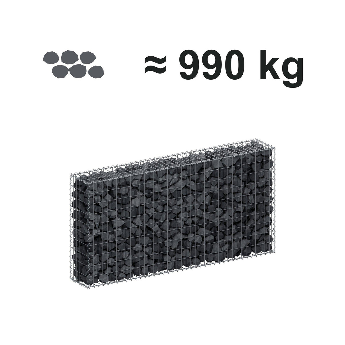 Gabion 200 cm x 100 cm x 30 cm (L x H x D), maskstorlek 5 cm x 10 cm, spiral