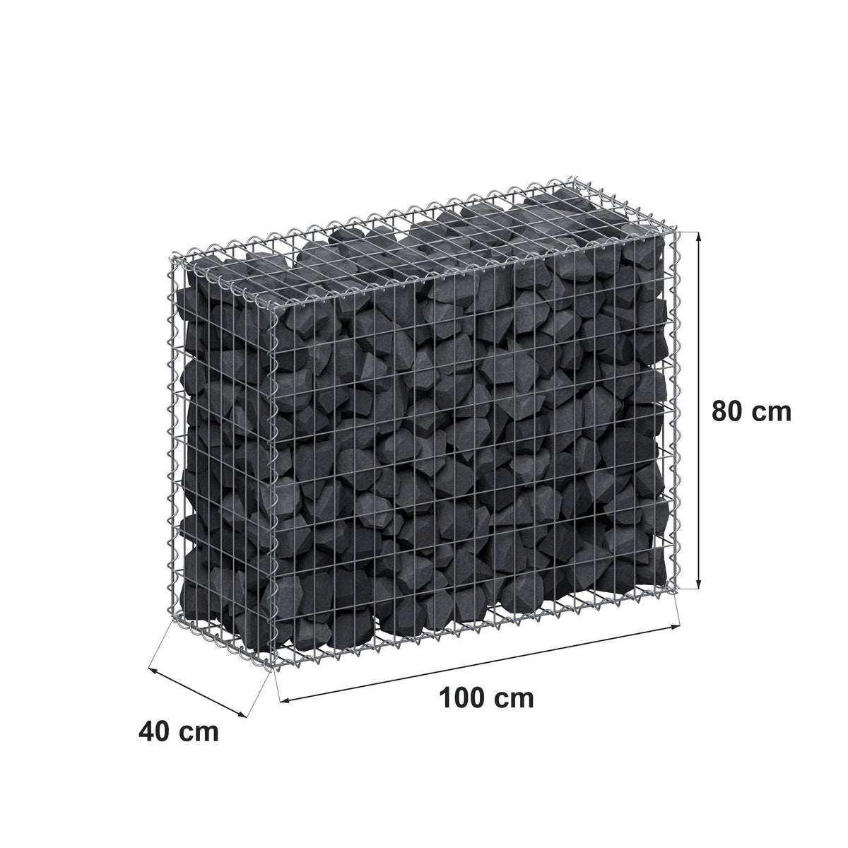 Gabbione 100 cm x 80 cm x 40 cm (L x H x P), maglia 5 cm x 10 cm, spirale