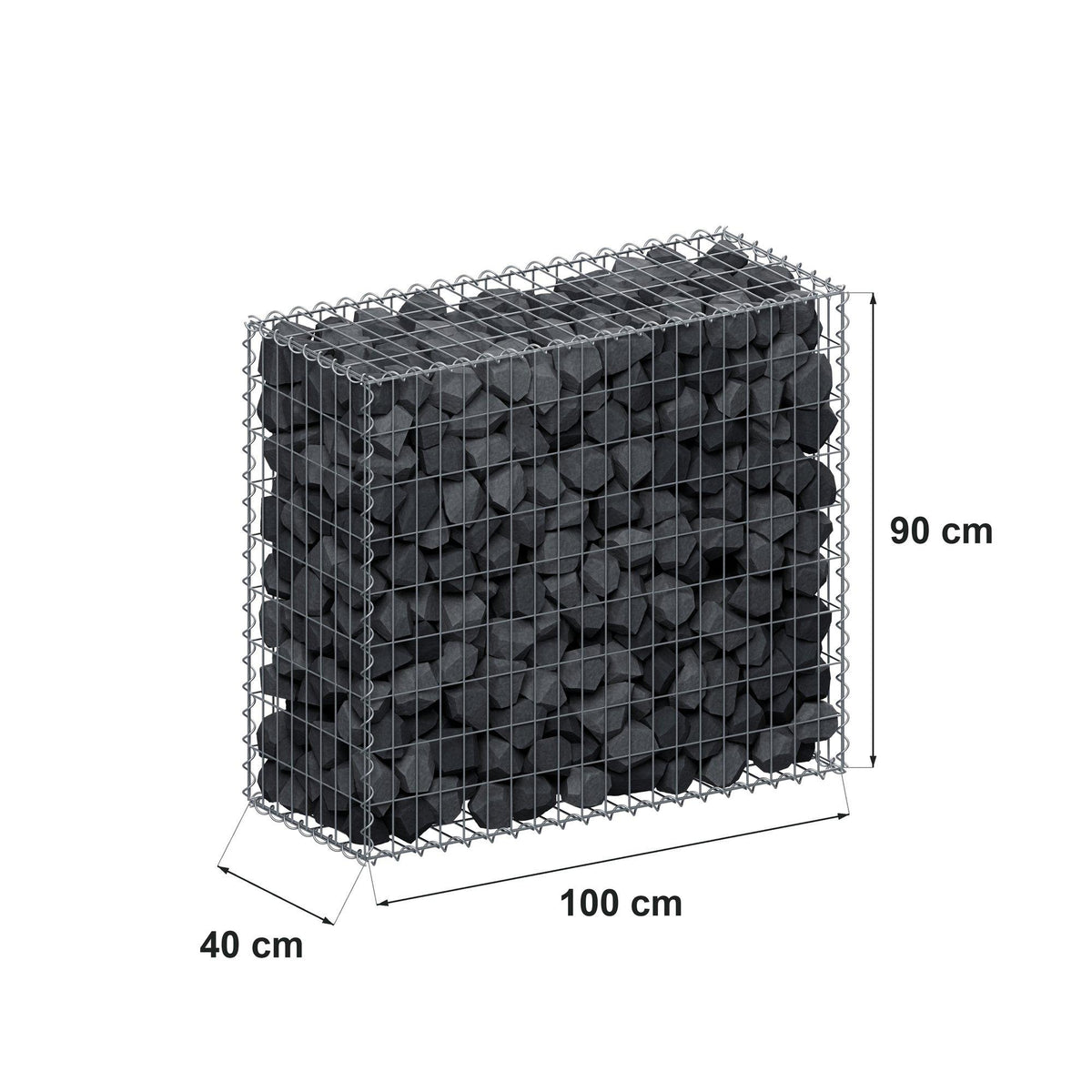 Schanskorf 100 cm x 90 cm x 40 cm (L x H x D), maaswijdte 5 cm x 10 cm, spiraalvormig