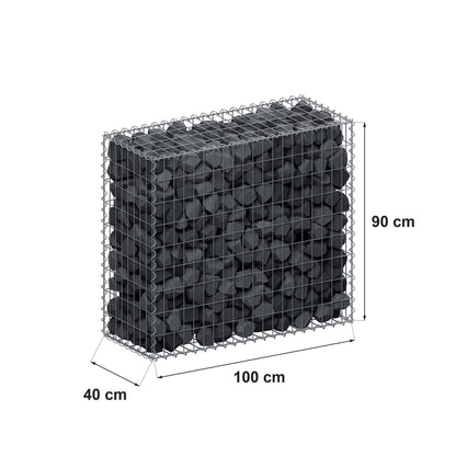Schanskorf 100 cm x 90 cm x 40 cm (L x H x D), maaswijdte 5 cm x 10 cm, spiraalvormig