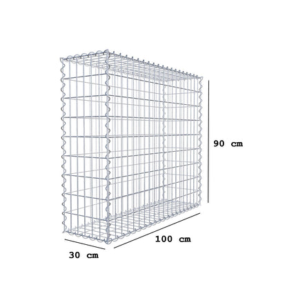 Gabion 100 cm x 90 cm x 30 cm (L x H x P), mailles 5 cm x 10 cm, spirale