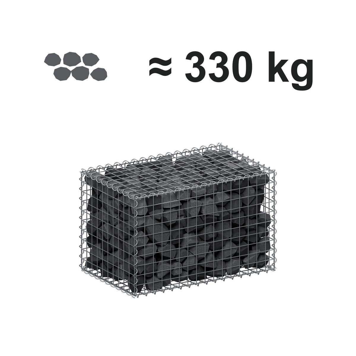 Gabion 80 cm x 50 cm x 50 cm (L x H x D), maskestørrelse 5 cm x 5 cm, spiral