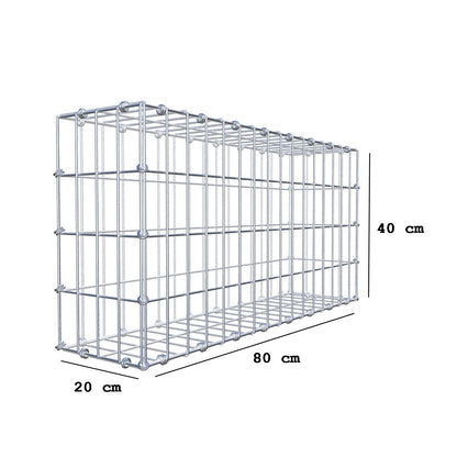 Gabione 80 cm x 40 cm x 20 cm (L x H x T), Maschenweite 5 x 10 cm, Spiralring
