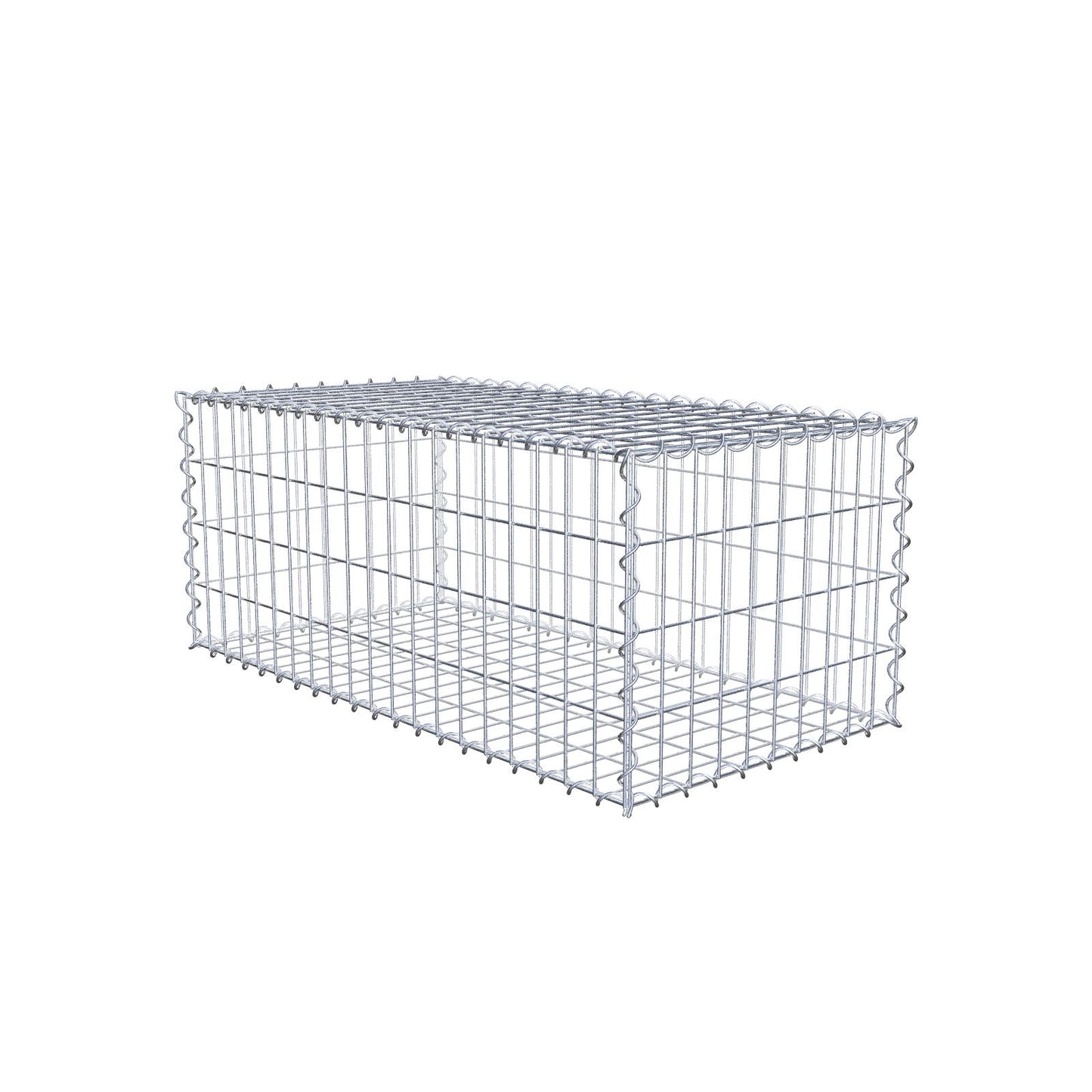 Gabião 100 cm x 40 cm x 50 cm (C x A x P), malhagem 5 cm x 10 cm, espiral