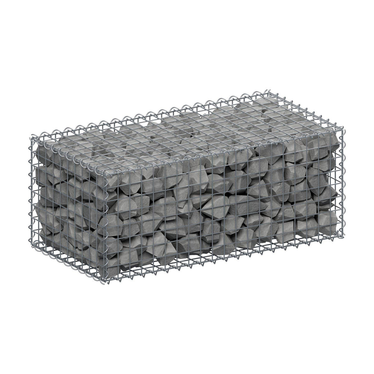Gabione 100 cm x 40 cm x 50 cm (L x H x T), Maschenweite 5 cm x 5 cm, Spirale