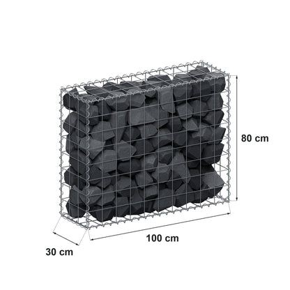 Gabione 100 cm x 80 cm x 30 cm (L x H x T), Maschenweite 10 cm x 10 cm, Spirale