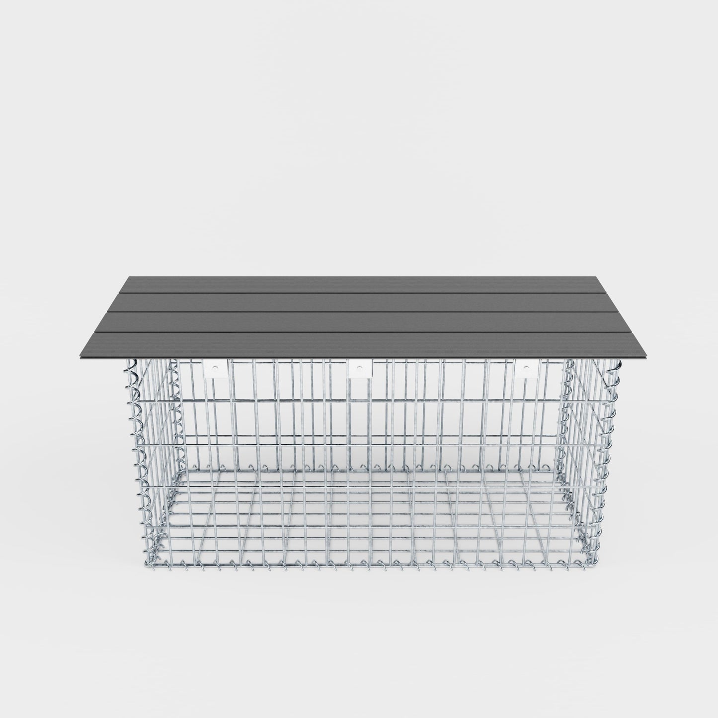 Banco de jardim gabião espiral 105 x 50 x 40 cm - MW 5 x 10 cm, com capa reciclada em antracite
