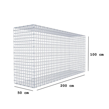 Gabione 200 cm x 100 cm x 50 cm (L x H x T), Maschenweite 5 x 5 cm, Spiralring