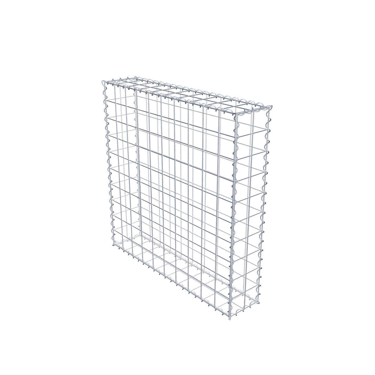 Gabião 100 cm x 100 cm x 20 cm (C x A x P), malhagem 10 cm x 10 cm, espiral