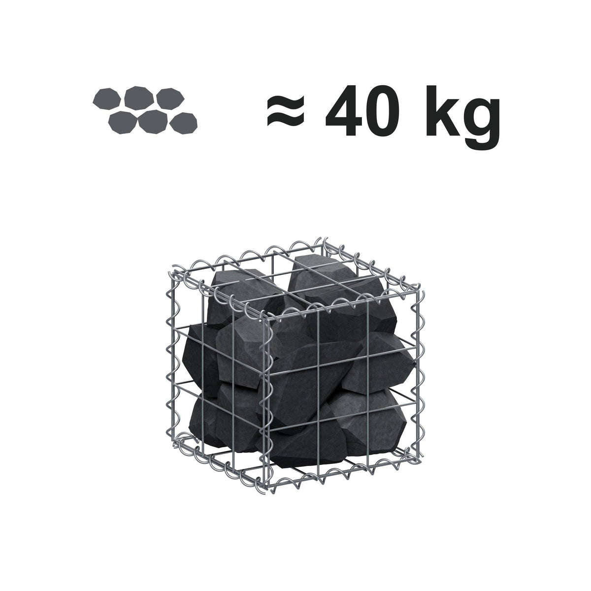Gabion 30 cm x 30 cm x 30 cm (L x H x D), maskestørrelse 10 cm x 10 cm, spiral