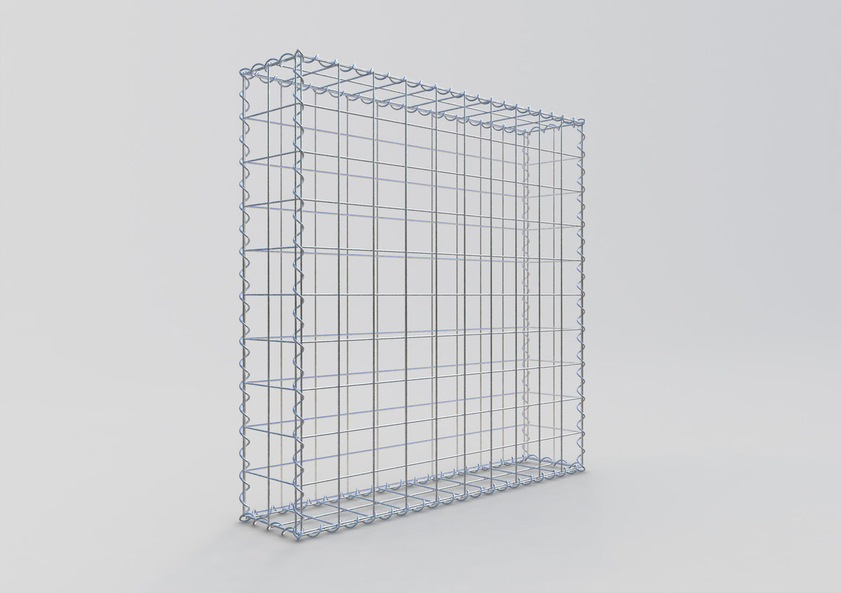 Gabião 100 cm x 100 cm x 20 cm (C x A x P), malhagem 10 cm x 10 cm, espiral