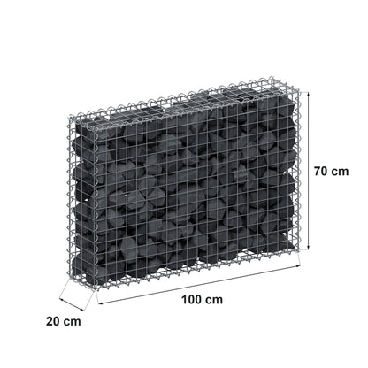 Gabião 100 cm x 70 cm x 20 cm (C x A x P), malhagem 5 cm x 5 cm, espiral
