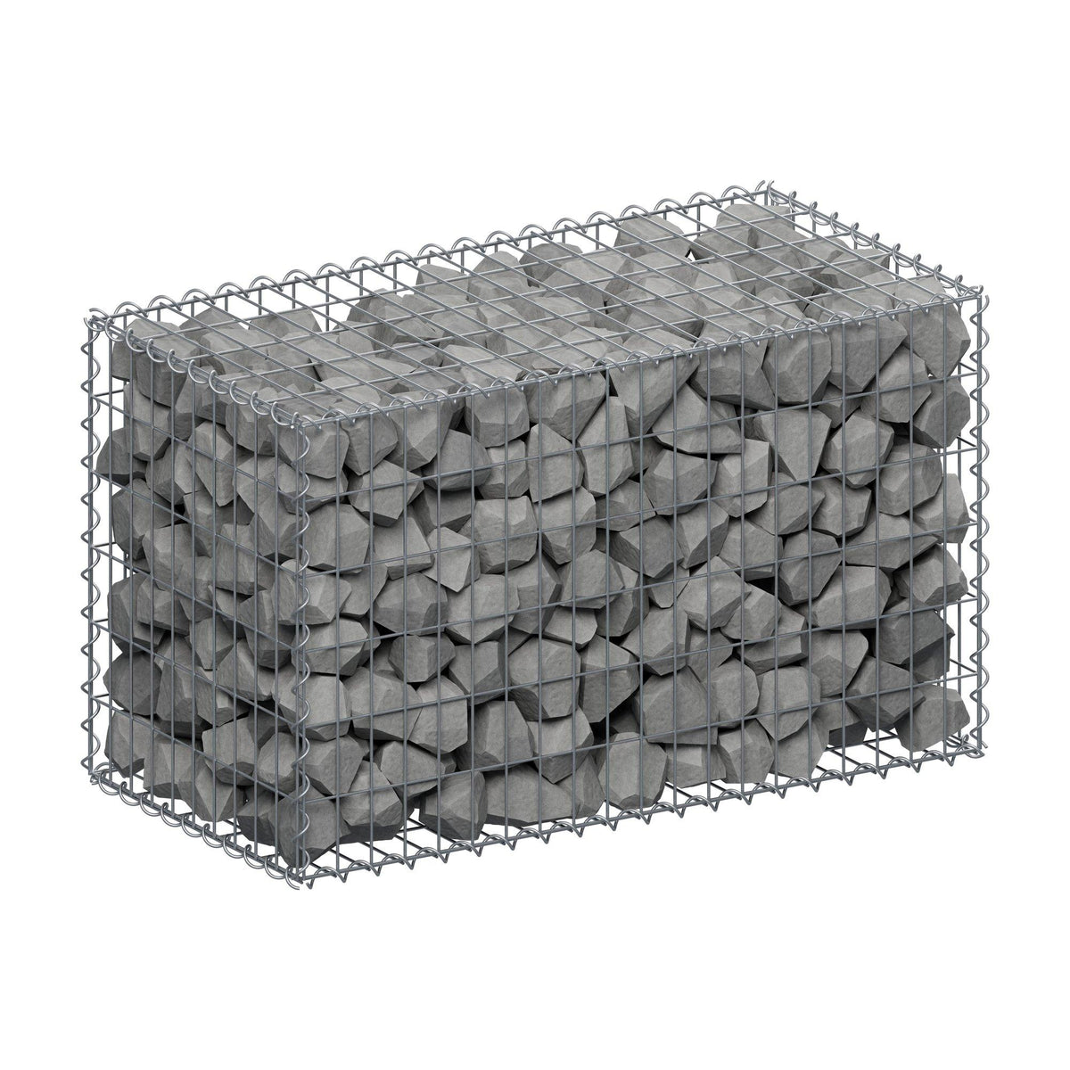Gabião 100 cm x 60 cm x 50 cm (C x A x P), malhagem 5 cm x 10 cm, espiral