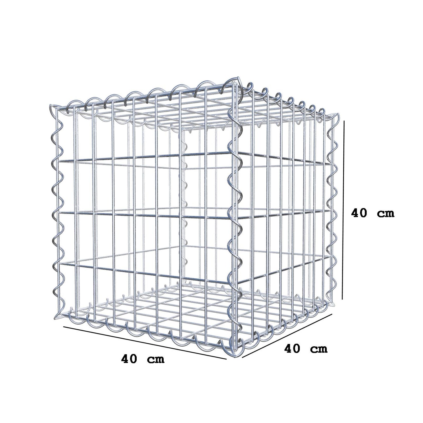 Gabione 40 cm x 40 cm x 40 cm (L x H x T), Maschenweite 5 cm x 10 cm, Spirale