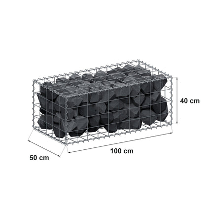 Schanskorf 100 cm x 40 cm x 50 cm (L x H x D), maaswijdte 10 cm x 10 cm, spiraalvormig