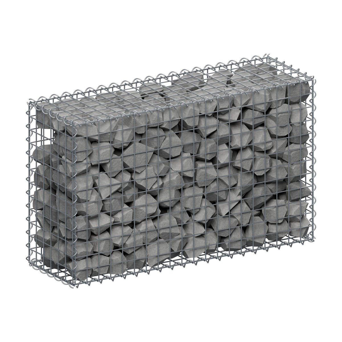 Gabião 100 cm x 60 cm x 30 cm (C x A x P), malhagem 5 cm x 5 cm, espiral