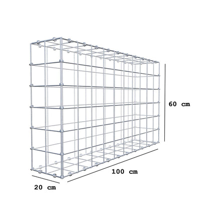 Gabião 100 cm x 60 cm x 20 cm (C x A x P), malhagem 10 x 10 cm, anel espiral
