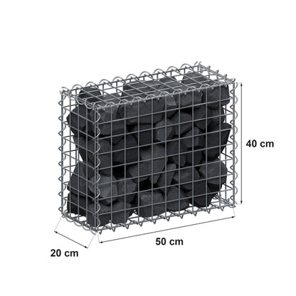Gabion 50 cm x 40 cm x 20 cm (L x H x D), mesh size 5 cm x 5 cm, spiral
