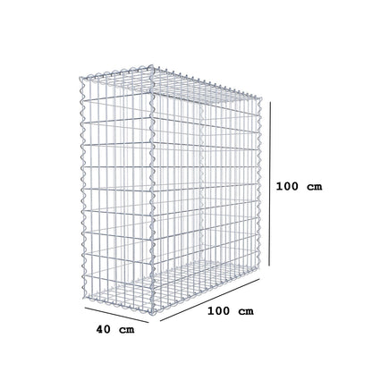 Gabbione 100 cm x 100 cm x 40 cm (L x H x P), maglia 5 cm x 10 cm, spirale