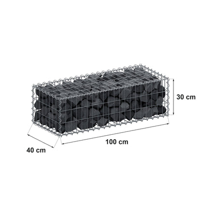 Schanskorf 100 cm x 30 cm x 40 cm (L x H x D), maaswijdte 5 cm x 10 cm, spiraalvormig