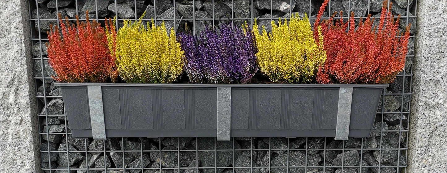 Suporte para caixa de flores galvanizado em conjunto de 3 para gabiões MW 5 x 5