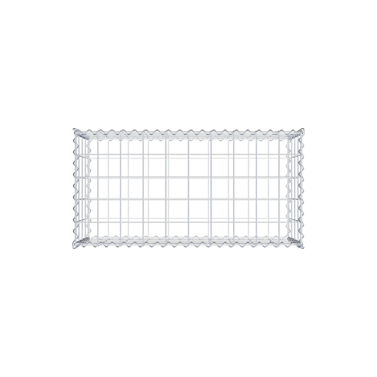Schanskorf 100 cm x 40 cm x 50 cm (L x H x D), maaswijdte 10 cm x 10 cm, spiraalvormig