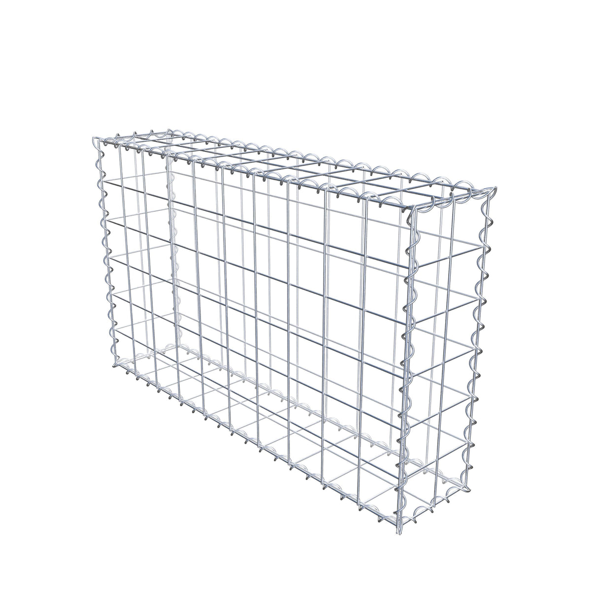 Gabião 100 cm x 60 cm x 20 cm (C x A x P), malhagem 10 cm x 10 cm, espiral