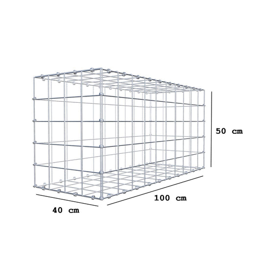 Gabião 100 cm x 50 cm x 40 cm (C x A x P), malhagem 10 x 10 cm, anel espiral