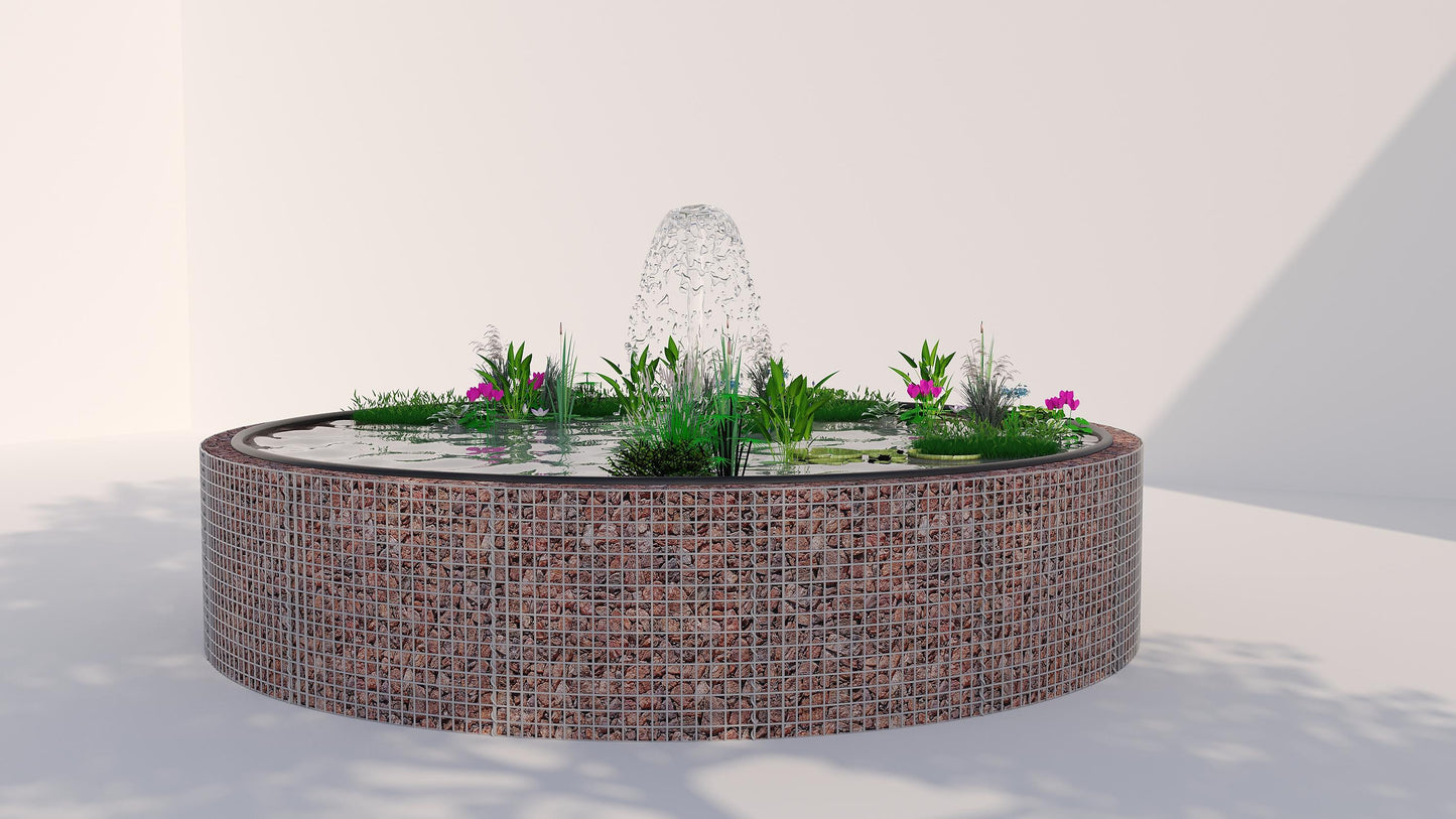 Gabionen Hochteich rund, Außendurchmesser 202 cm, Höhe 80 cm, Maschenweite 5 x 5 cm, Wandstärke 15 cm