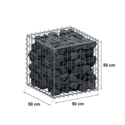 Gabbione 50 cm x 50 cm x 50 cm (L x H x P), maglia 5 cm x 10 cm, spirale