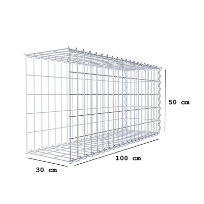 Opvokset gabion type 2 100 cm x 50 cm x 30 cm (L x H x D), maskestørrelse 5 cm x 10 cm, spiral