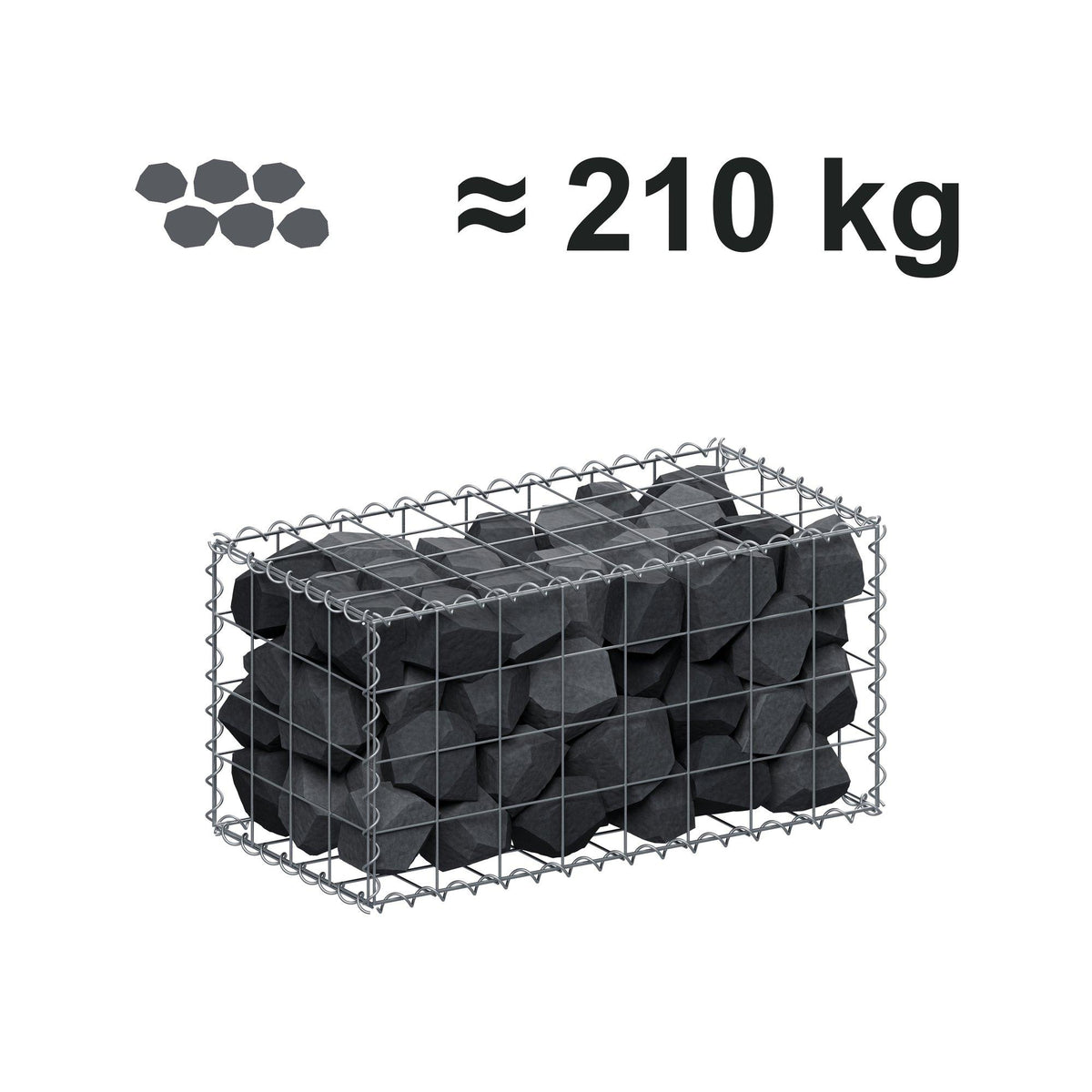 Gabião 80 cm x 40 cm x 40 cm (C x A x P), malhagem 10 cm x 10 cm, espiral