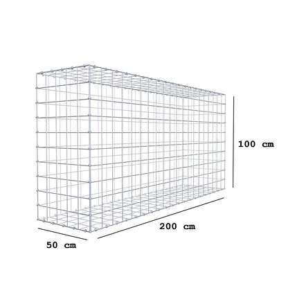 Gabião 200 cm x 100 cm x 50 cm (C x A x P), malhagem 10 x 10 cm, anel espiral