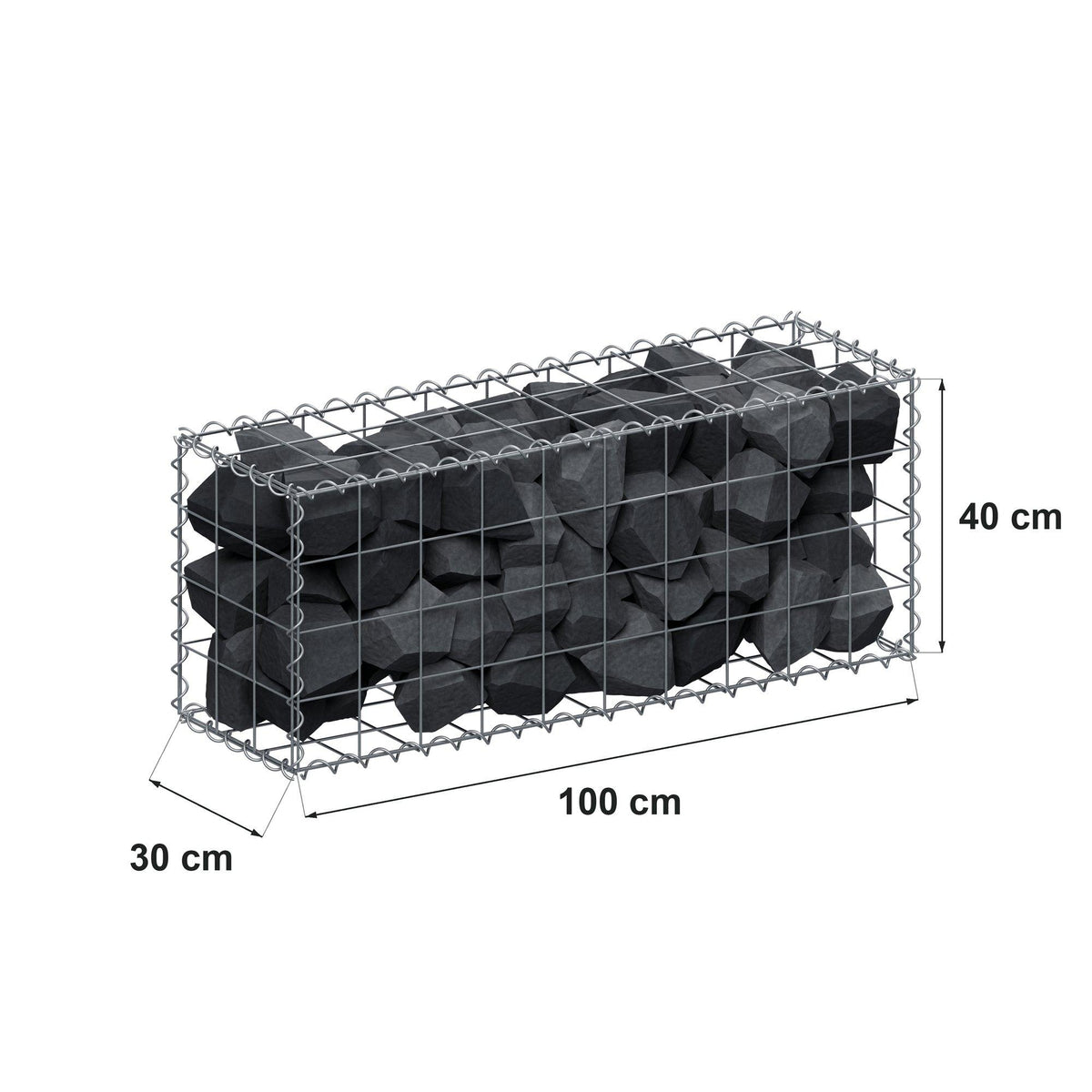 Gabion 100 cm x 40 cm x 30 cm (L x H x D), mesh size 10 cm x 10 cm, spiral