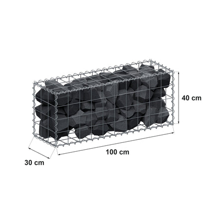 Gabion 100 cm x 40 cm x 30 cm (L x H x D), mesh size 10 cm x 10 cm, spiral