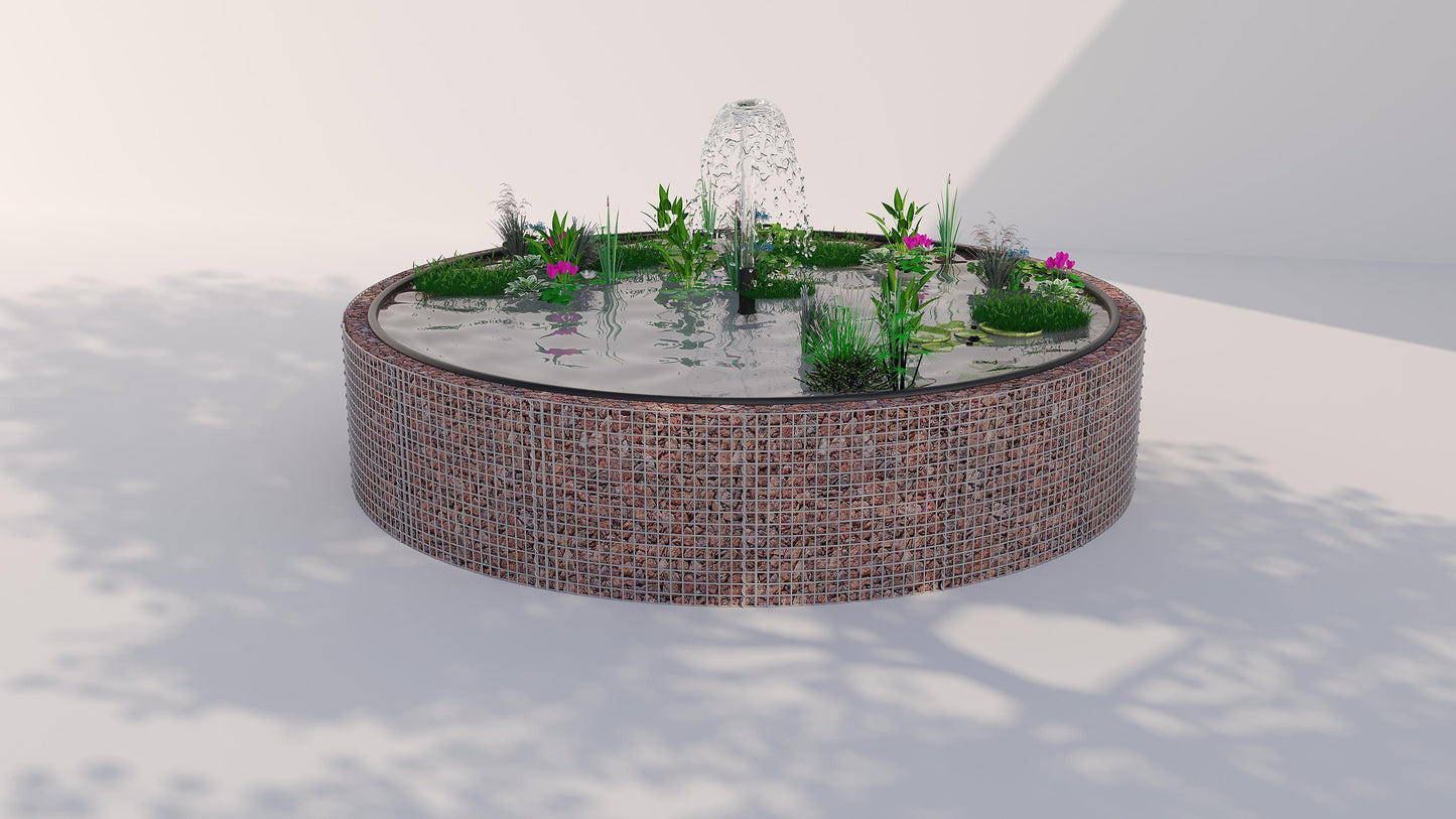 Gabionen Hochteich rund, Außendurchmesser 202 cm, Höhe 80 cm, Maschenweite 5 x 5 cm, Wandstärke 15 cm