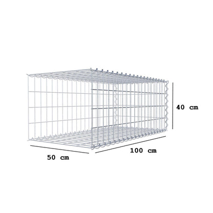 Opvokset gabion type 2 100 cm x 40 cm x 50 cm (L x H x D), maskestørrelse 5 cm x 10 cm, spiral