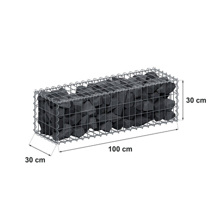 Gabion 100 cm x 30 cm x 30 cm (L x H x D), maskstorlek 5 cm x 10 cm, spiral
