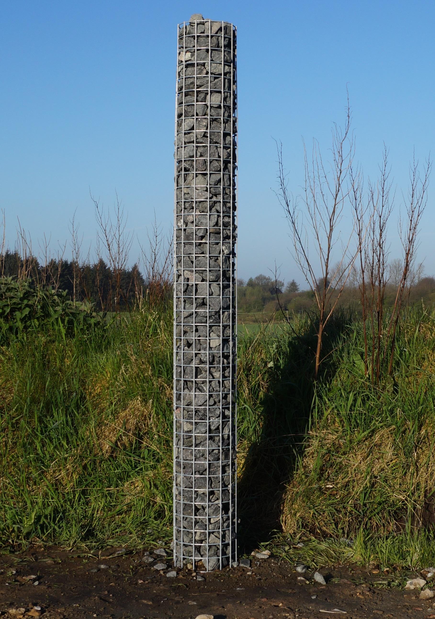 Colonna di gabbioni, rotonda, zincata a caldo, diametro 22 cm, altezza 200 cm, MW 5 cm x 5 cm