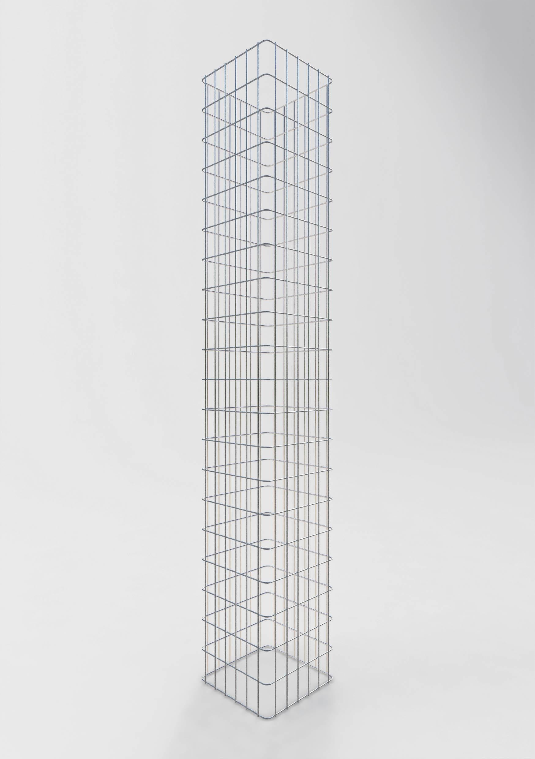 Colonna rettangolare in gabbione zincato a caldo, 32 cm x 32 cm, 200 cm di altezza, MW 5 x 10 cm