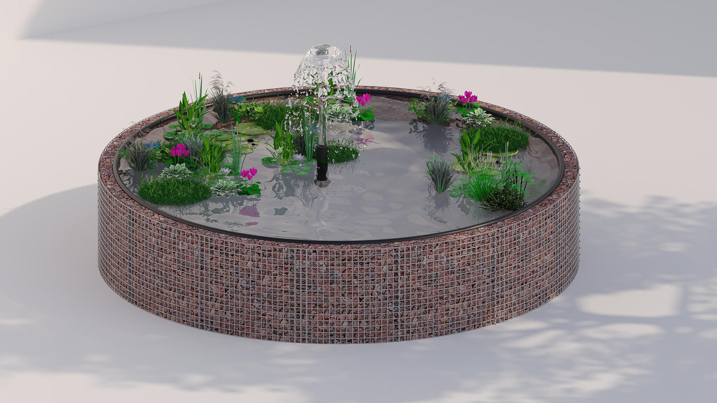 Gabion raised pond, round, outer diameter 202 cm, height 80 cm, mesh size 5 x 5 cm, wall thickness 15 cm