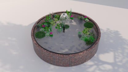 Gabion raised pond, round, outer diameter 202 cm, height 80 cm, mesh size 5 x 5 cm, wall thickness 15 cm