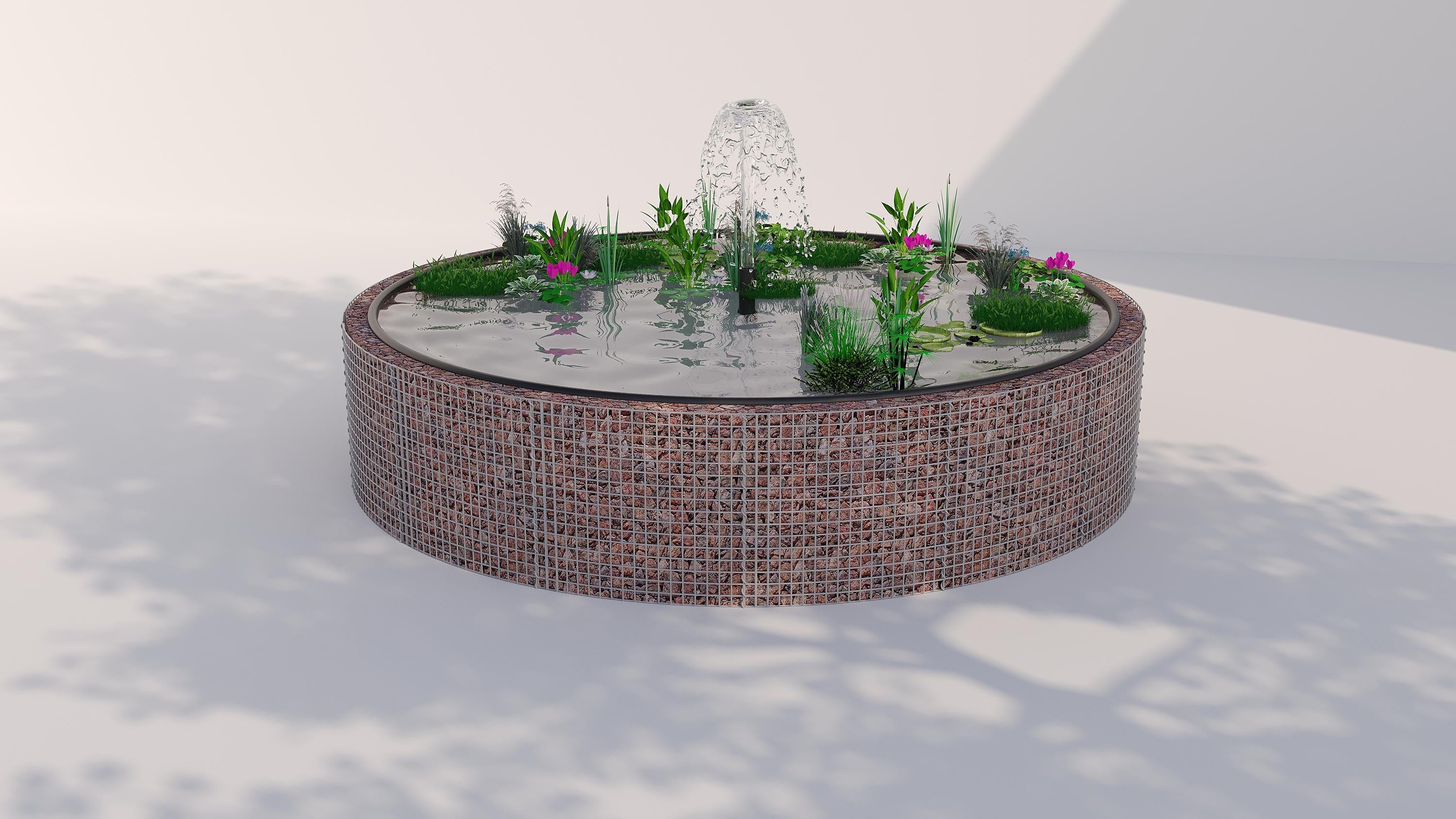 Gabion raised pond, round, outer diameter 202 cm, height 80 cm, mesh size 5 x 5 cm, wall thickness 15 cm