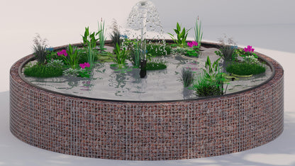 Gabion raised pond, round, outer diameter 202 cm, height 80 cm, mesh size 5 x 5 cm, wall thickness 15 cm